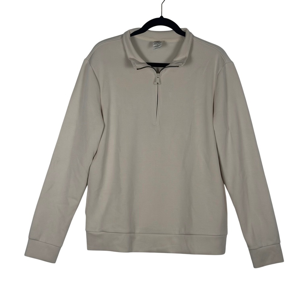 Member's Mark Mens Sandwash Quarter Zip Pullover Beige Cream Size‎ M Mock Neck